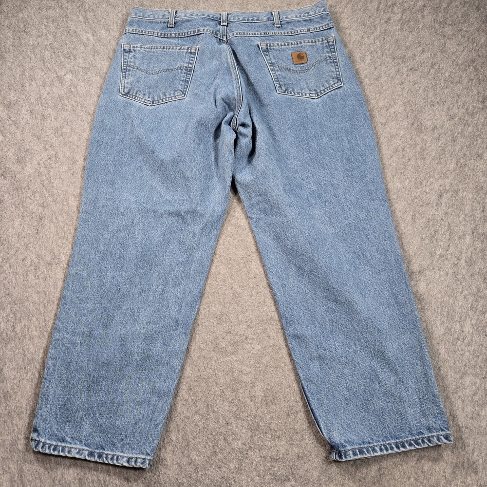 Carhartt B17 Jeans Mens 40x27 (tag 40x28) Stone Wash Blue Relaxed Straight Denim - Picture 2 of 11